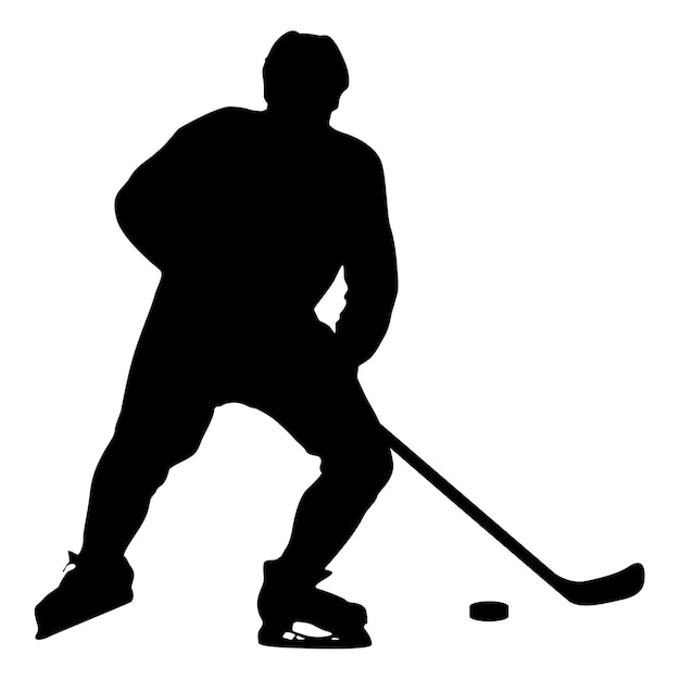 Silhouette of hockey player Isolated on white Vector illustra