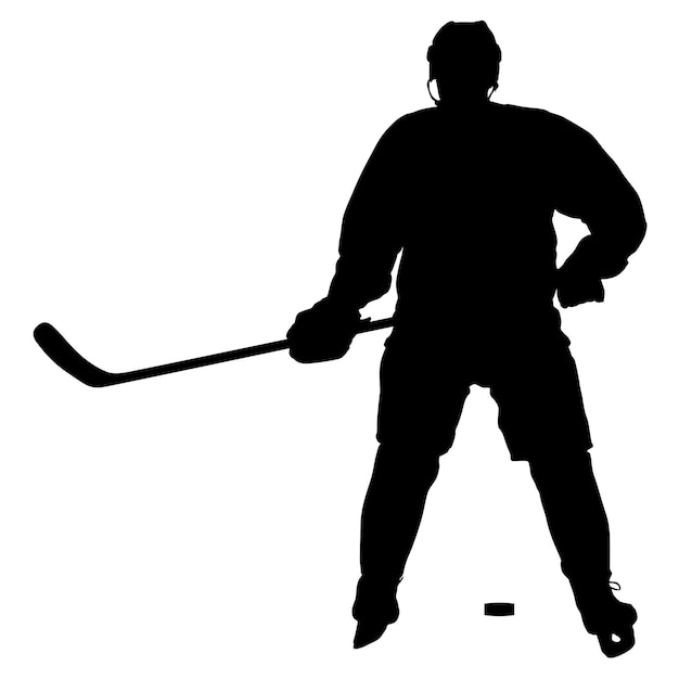 Silhouette of hockey player Isolated on white