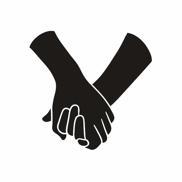 Силуэт держа символ руки на белом фоне жест рукой плоский значок векторные иллюстрации