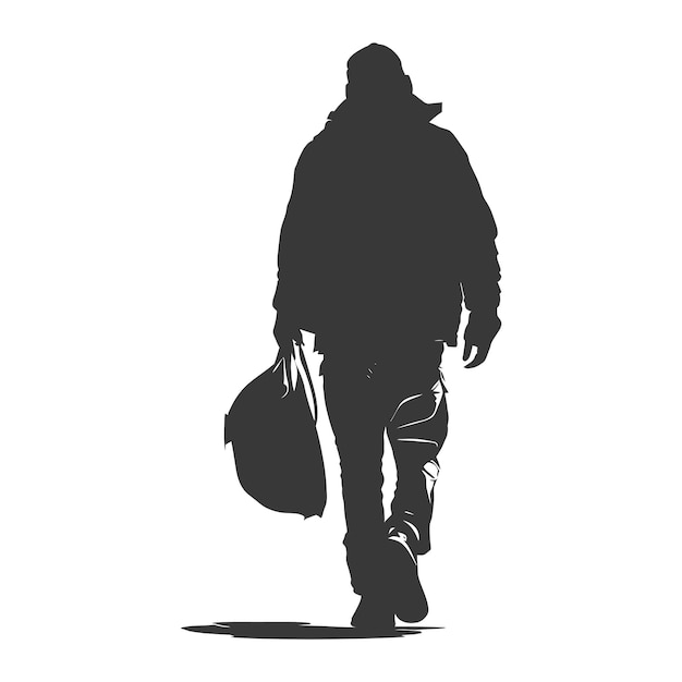 Silhouette homeless black color only full body