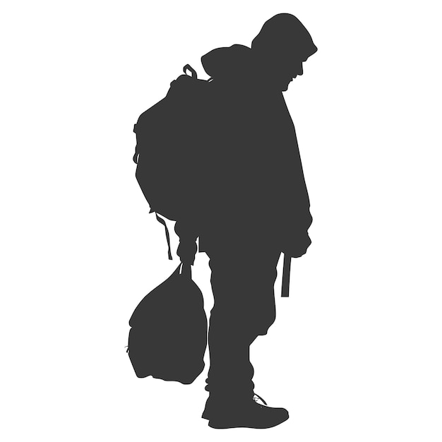 Vector silhouette homeless black color only full body