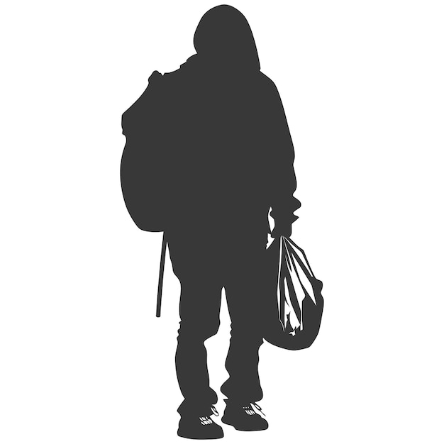 Silhouette homeless black color only full body