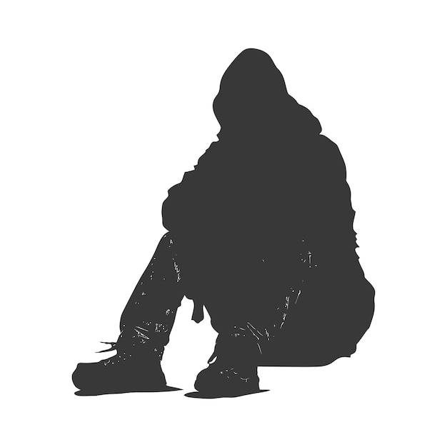 Silhouette homeless black color only full body