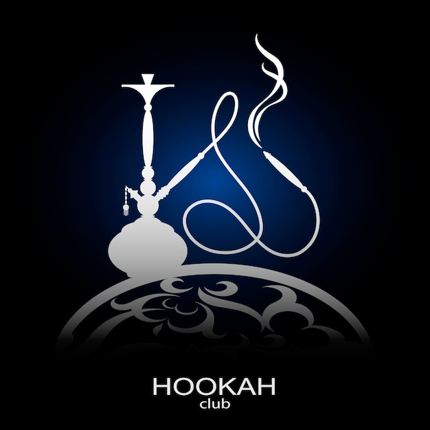 Silhouette of hookah for smoking and relaxing Design for lounge cafe and smoking hookah