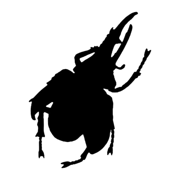 Siluetta dell'illustrazione di vettore dello scarabeo del corno