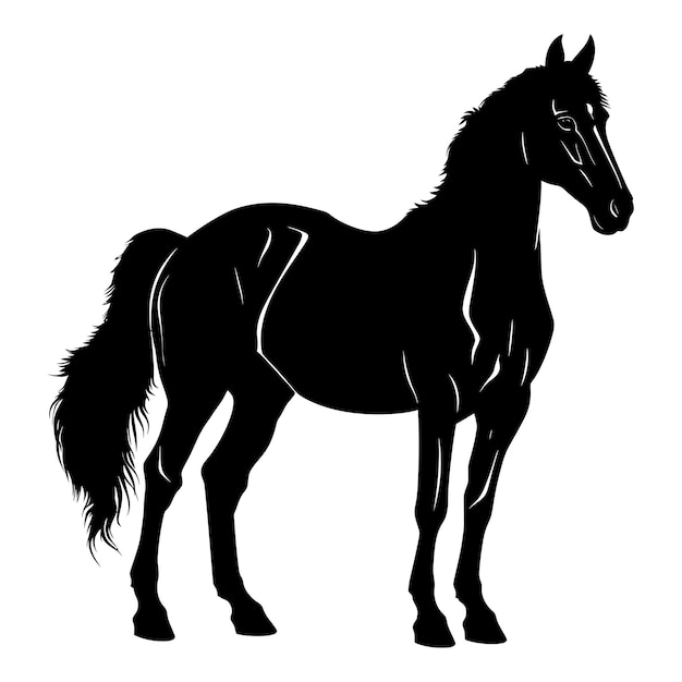 Silhouette horse full body black color only