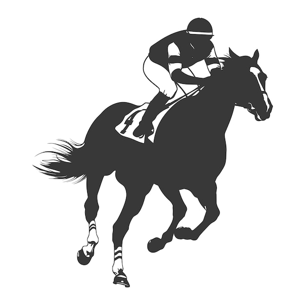 Vector silhouette horse racing sport single man black color only