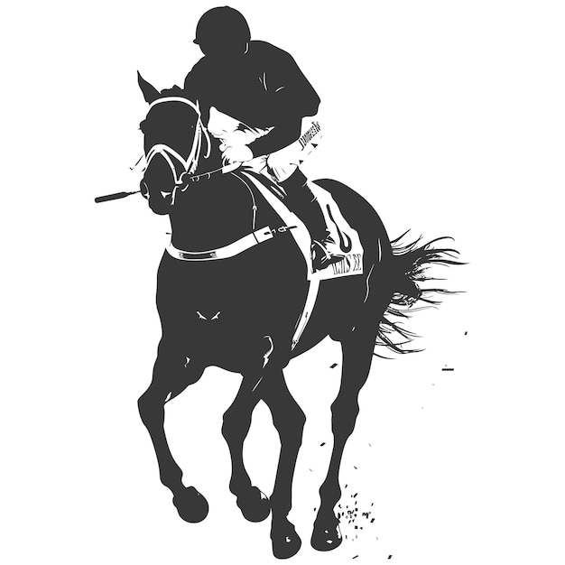 Vector silhouette horse racing sport single man black color only