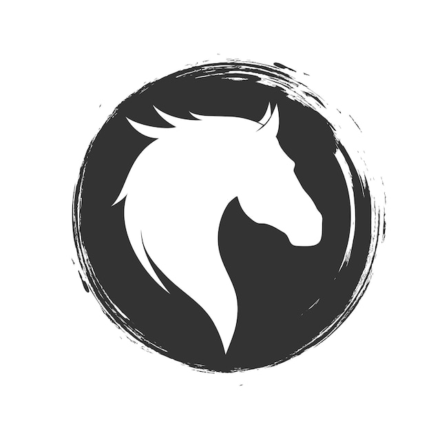 Silhouette of a horse's head in a circle