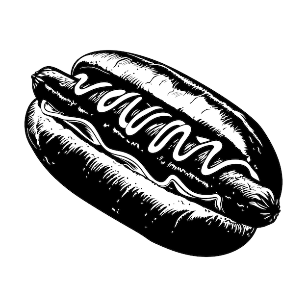 Silhouette hotdog black color only full body body