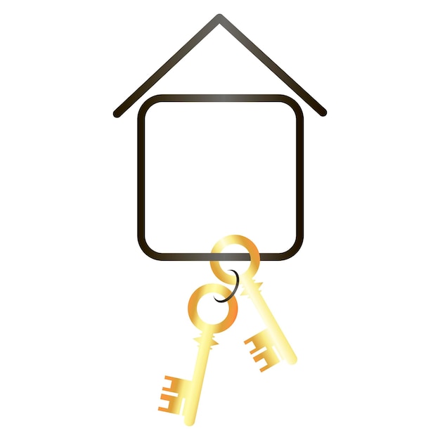 Vector silhouette of the house and a bunch of gold keys