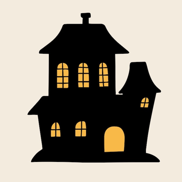 Silhouette of house for halloween decor isolated dark house icon house with light windows vector