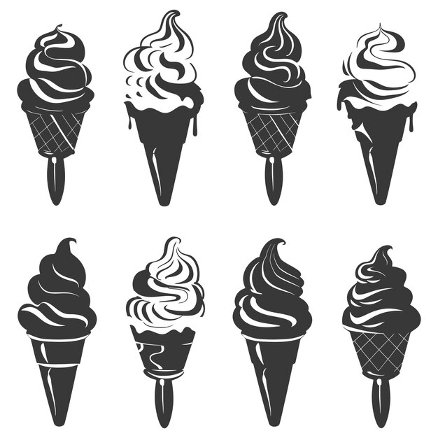 Vector silhouette ice cream black color only