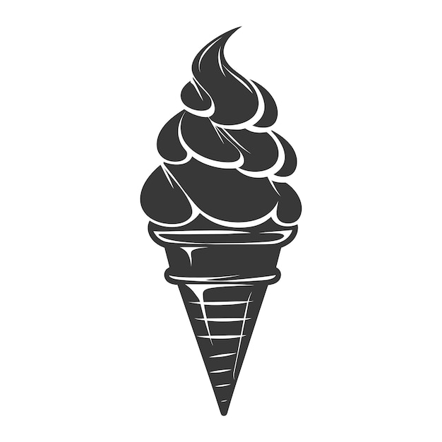 Silhouette ice cream cone black color only