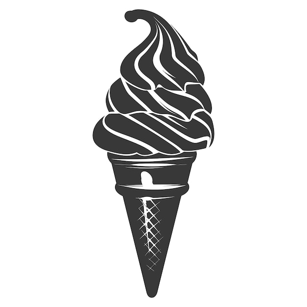 Silhouette ice cream cone black color only