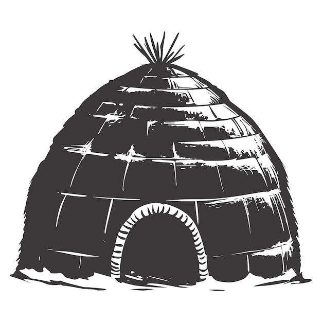 Vector silhouette igloo the eskimo tribal house black color