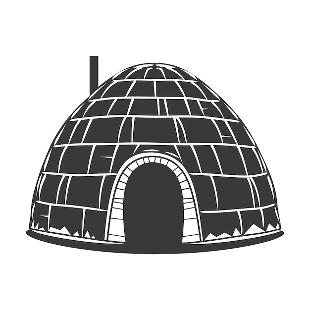 Silhouette igloo the Eskimo tribal House black color