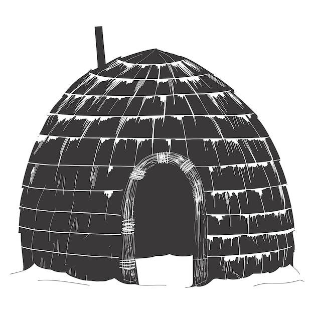 Вектор Силуэт иглу эскимоского племенного дома черного цвета