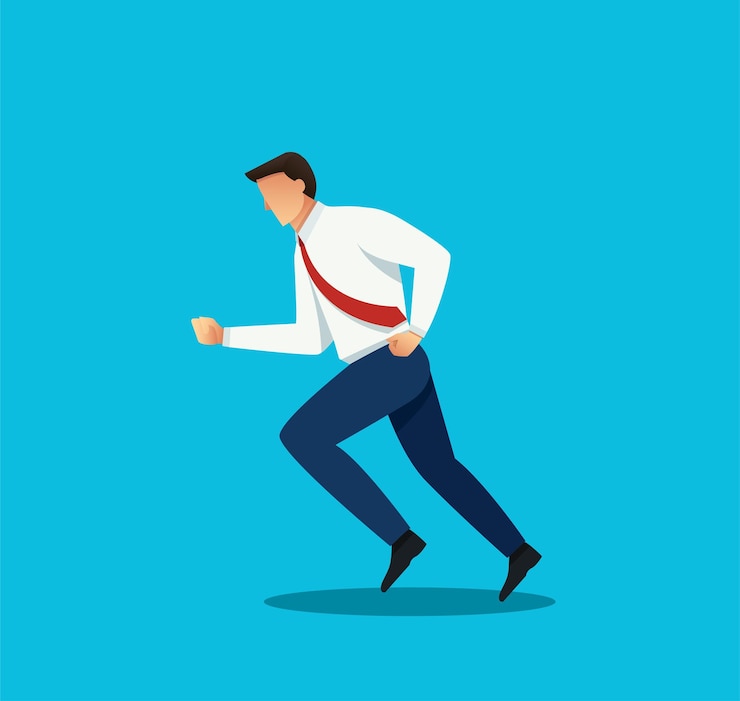 Vector silhouette illustration of a businessman running