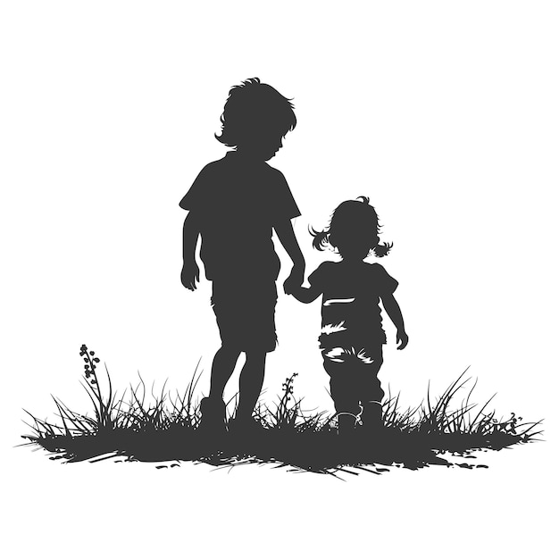 Silhouette illustration for celebrating world sibling day