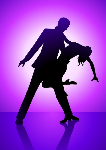 Vector silhouette illustration of couples were dancing