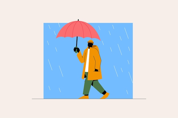 Silhouette illustration of people walking in the rain