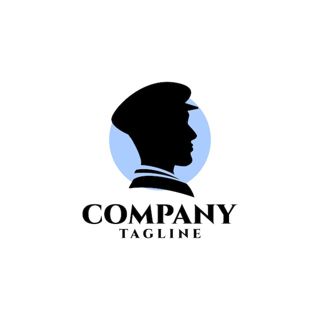 Silhouette illustration of a sailors head for a logo related to the marine industry