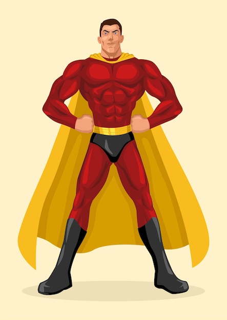 Иллюстрация силуэта супергероя, позирующего с руками на бедрах