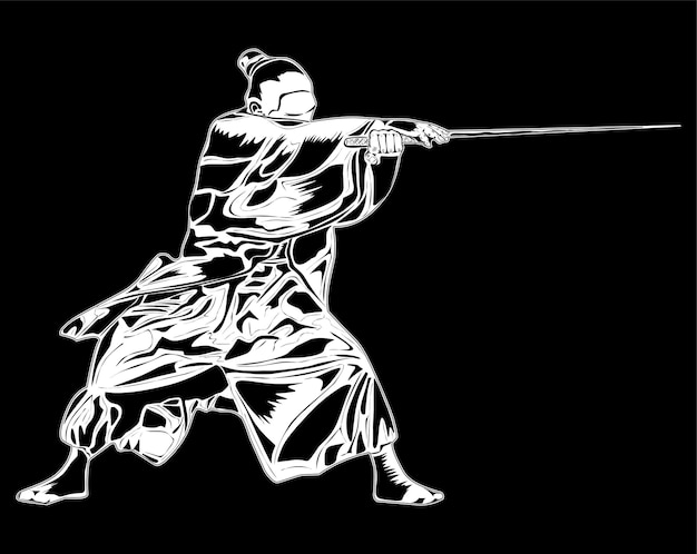 silhouette image of a samurai suitable for guide images symbols posters and tshirt designs