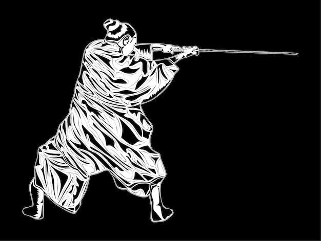 Vector silhouette image of a samurai suitable for guide images symbols posters and tshirt designs