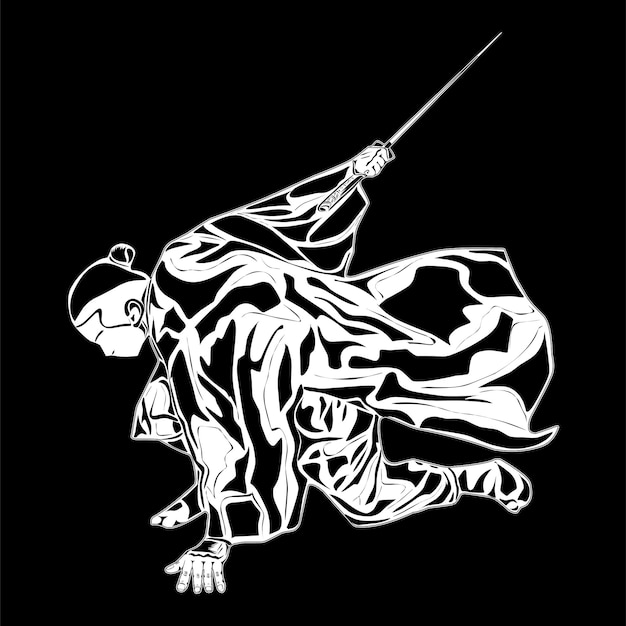 Vector silhouette image of a samurai suitable for guide images symbols posters and tshirt designs