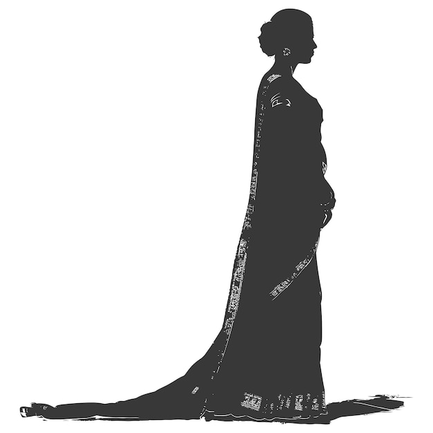 Вектор Силуэт независимых индийских женщин, носящих сари только черного цвета