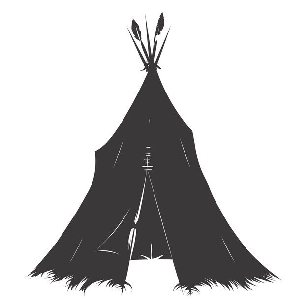 シルエット インディアン部族のテント 黒色のみ