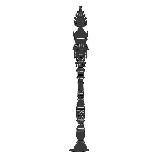 Silhouette Indian tribal wooden pole black color only