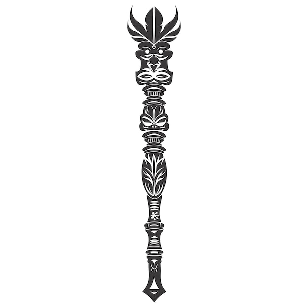 Silhouette Indian tribal wooden pole black color only