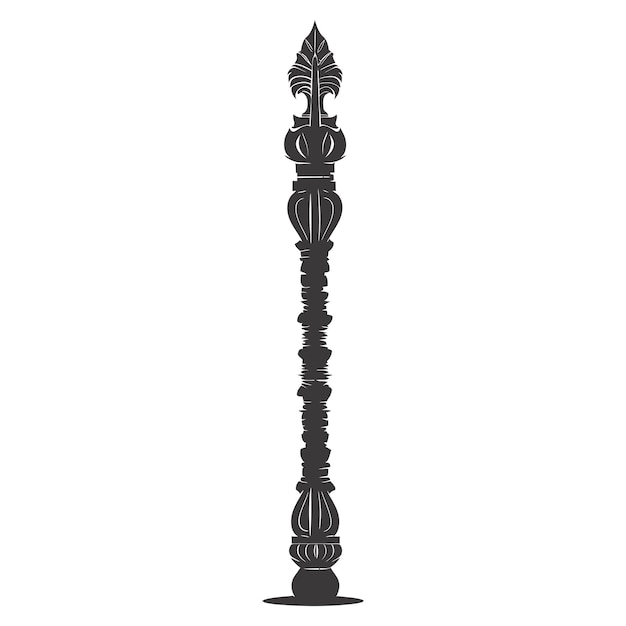 Силуэт индийский племенный деревянный столб только черный цвет