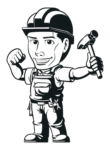 Силуэт Промышленный строительный работник Безопасный шлем