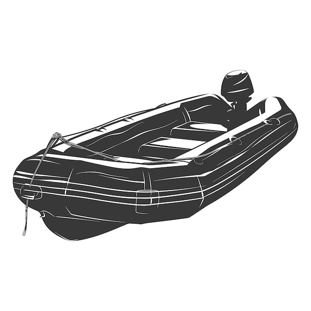 Silhouette a inflatable boat black color only