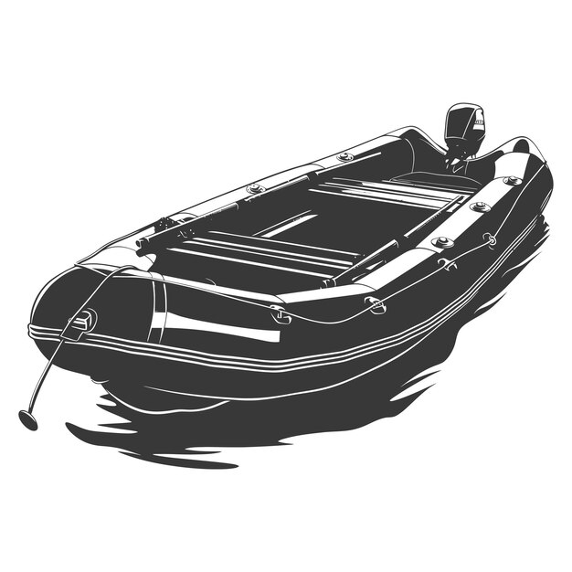 Silhouette a inflatable boat black color only