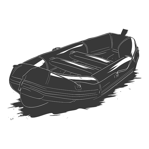 Silhouette a inflatable boat black color only