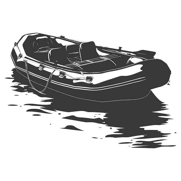 Силуэт надувной лодки только черный цвет