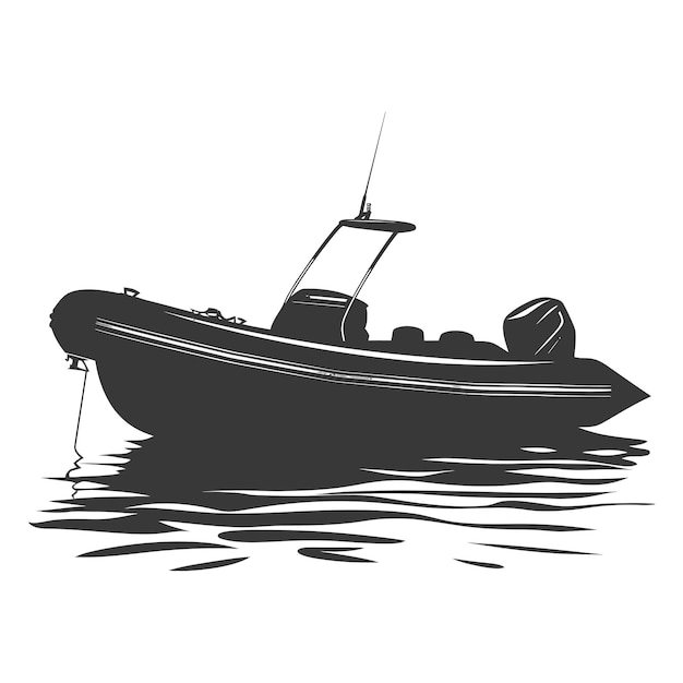 Silhouette a inflatable boat black color only