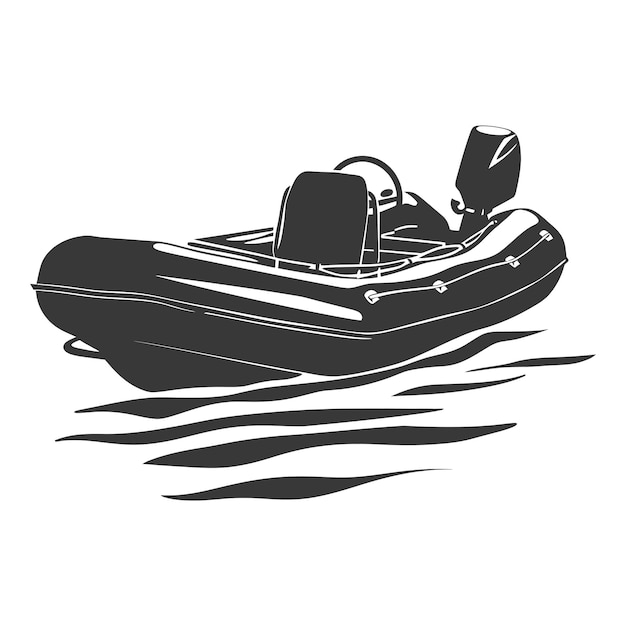 Силуэт надувной лодки только черный цвет