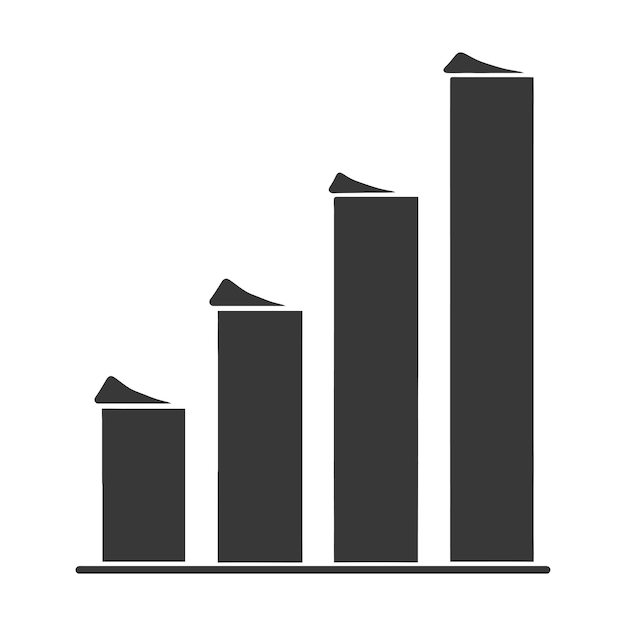 Силуэт Инфографический барный график роста 2D-объекта только черный цвет