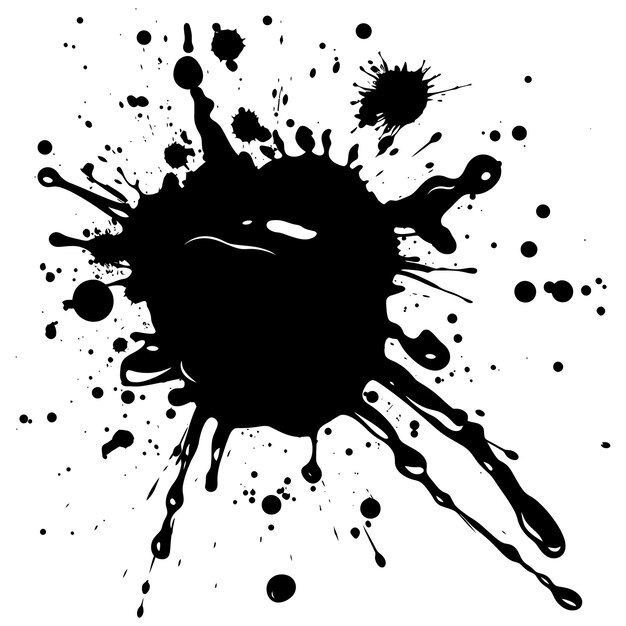 Vector silhouette ink splatter black color only