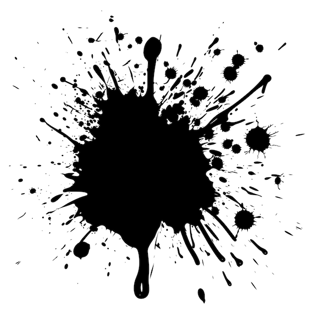 Vector silhouette ink splatter black color only