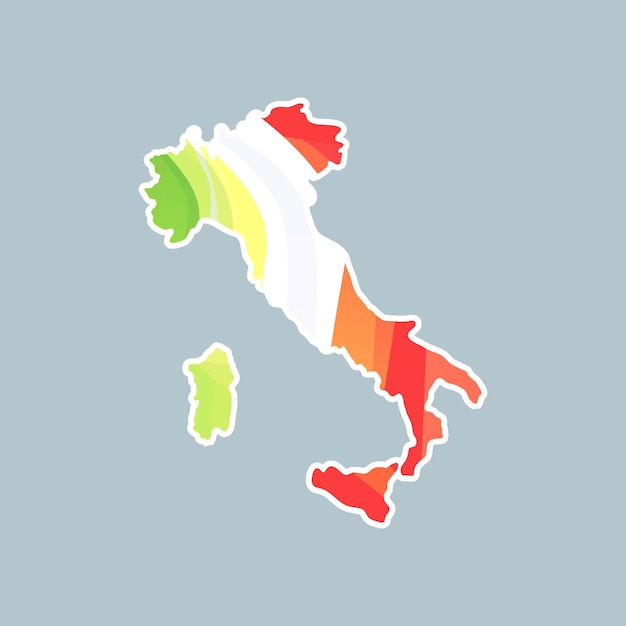 Vector silhouette of italy on map