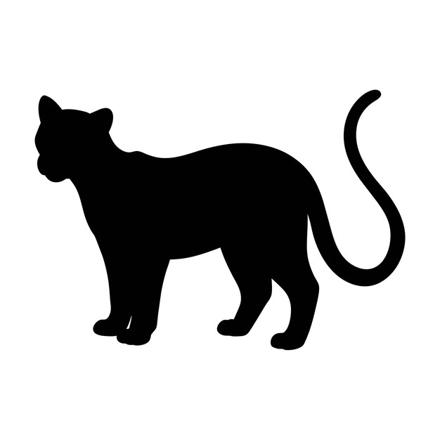 Vector silhouette of a jaguarundi on white