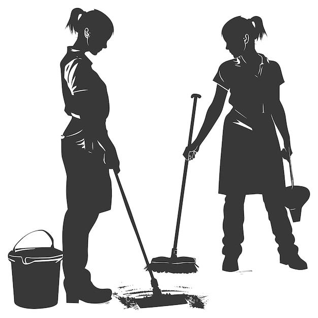 シルエット  janitor 女性 アクション 黒色のみ 全身