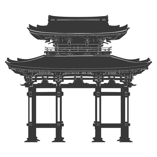 Vector silhouette japanese traditional gate black color only